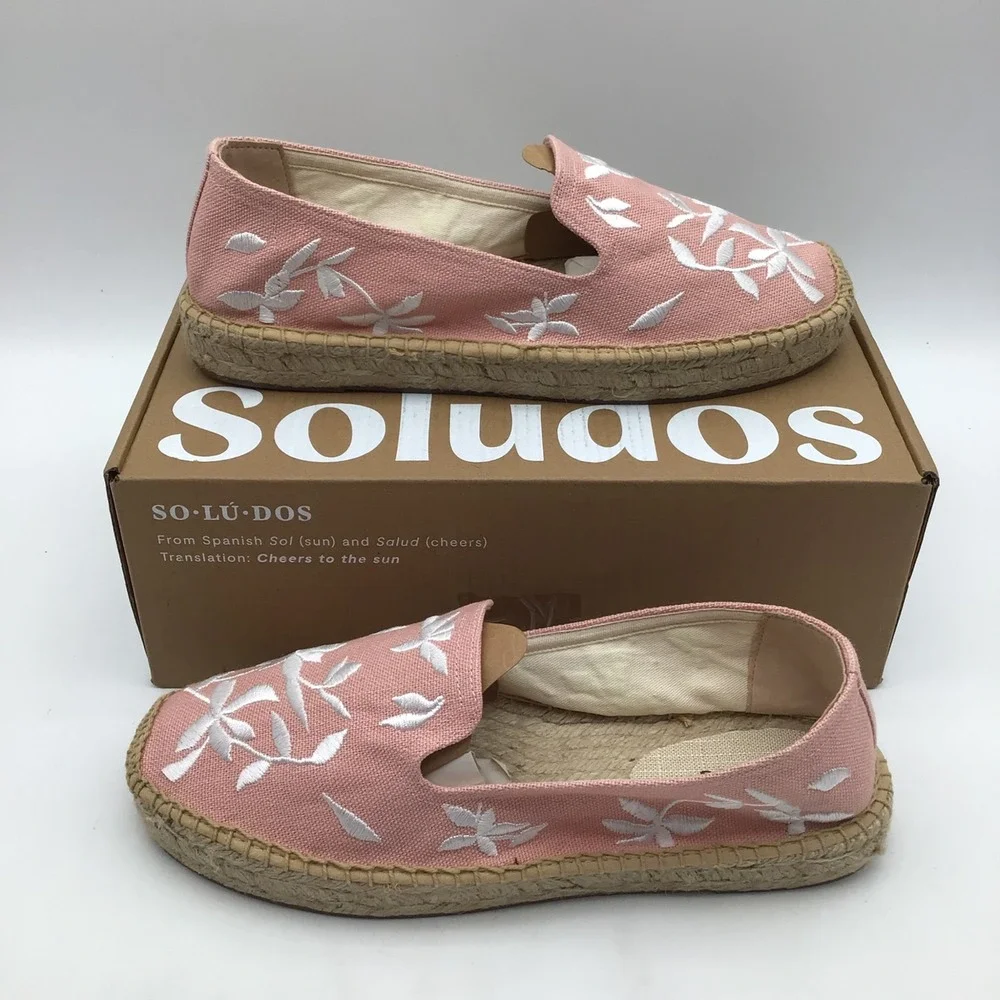 Soludos Womens The Smoking Espadrilles Dusty Rose Pink Floral Size 10 - 10.5 NEW